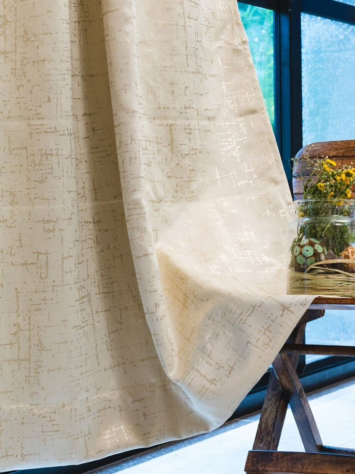 URBAN SPACE Beige & Gold-Toned Black Out Window Curtain