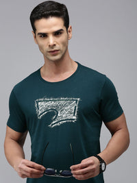 SPYKAR Men Pure Cotton Printed Slim Fit T-shirt