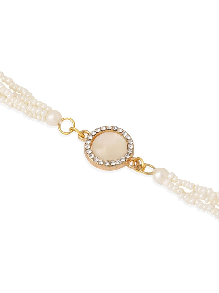 NVR Set of 2 White Pearls & Artificial Beads Bhaiya Bhabhi Rakhi with Roli Chawal