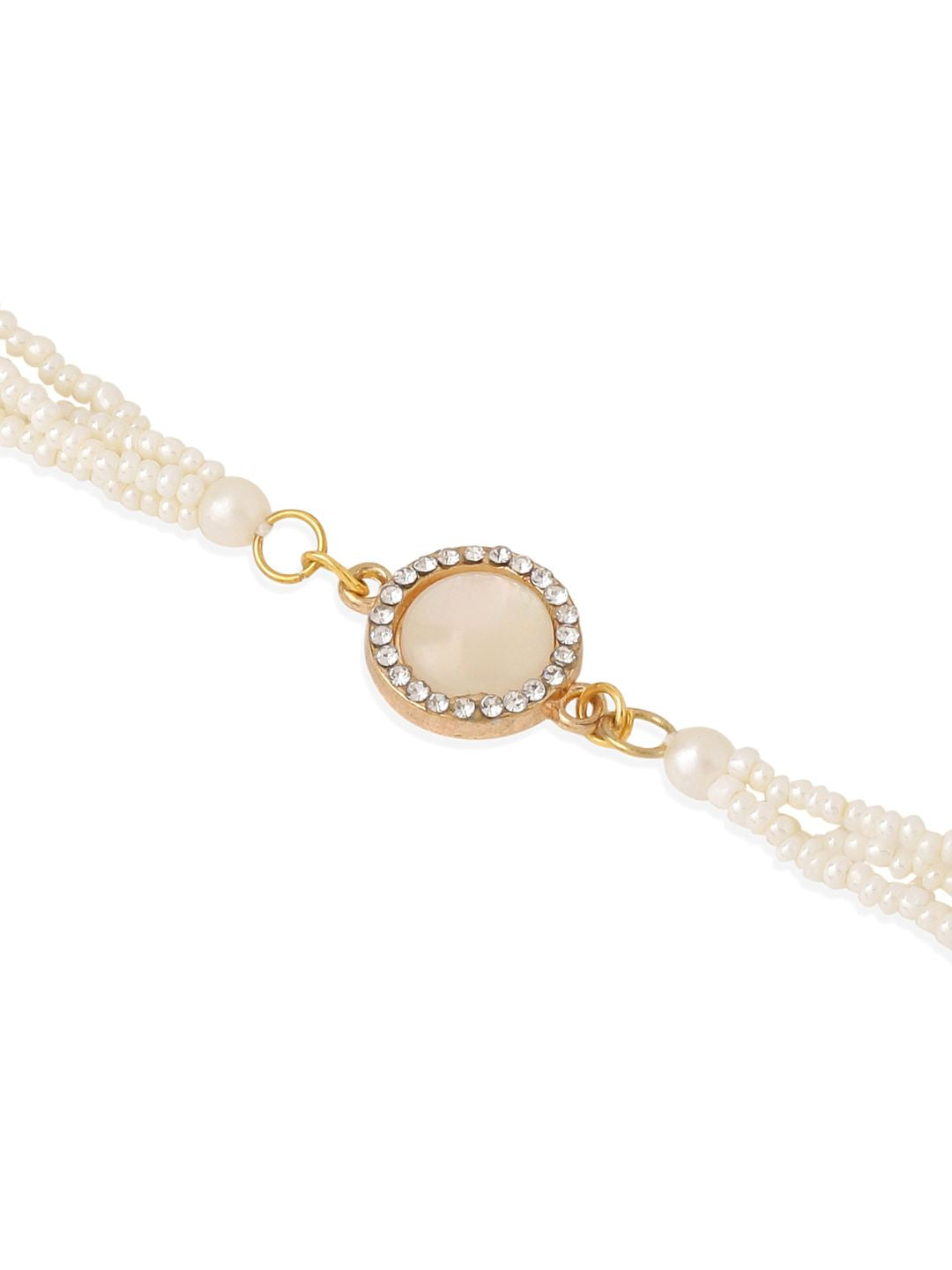 NVR Set of 2 White Pearls & Artificial Beads Bhaiya Bhabhi Rakhi with Roli Chawal