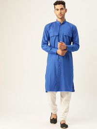 SOJANYA Lelaki Biru Solid Kurta Lurus