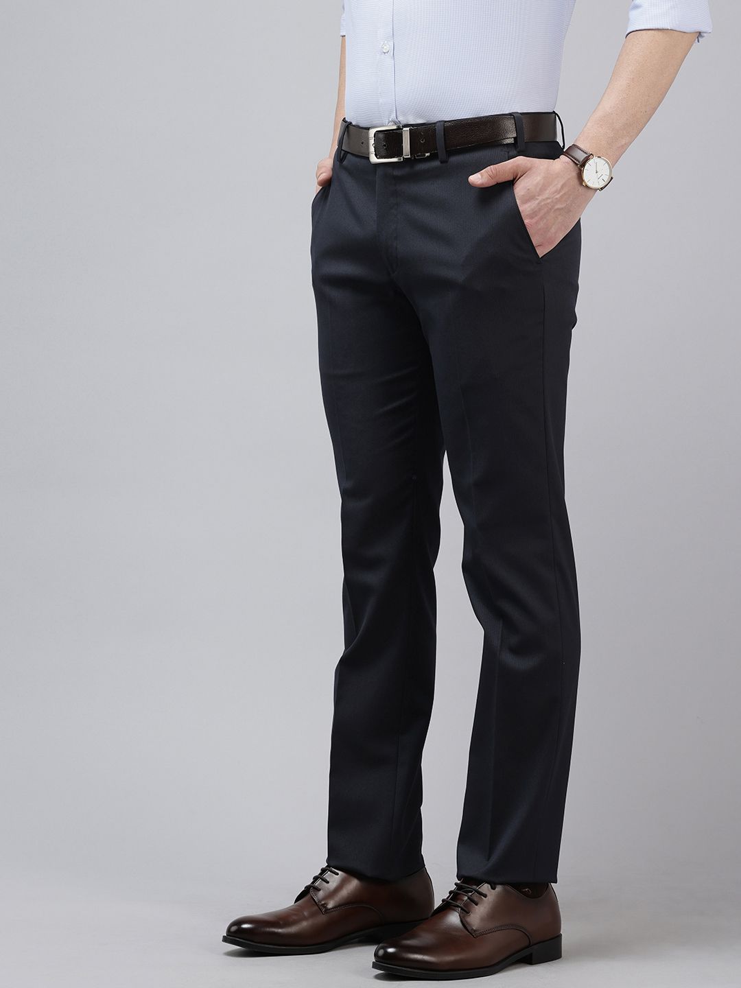 Park Avenue Men Striped Slim Fit Formal Trousers