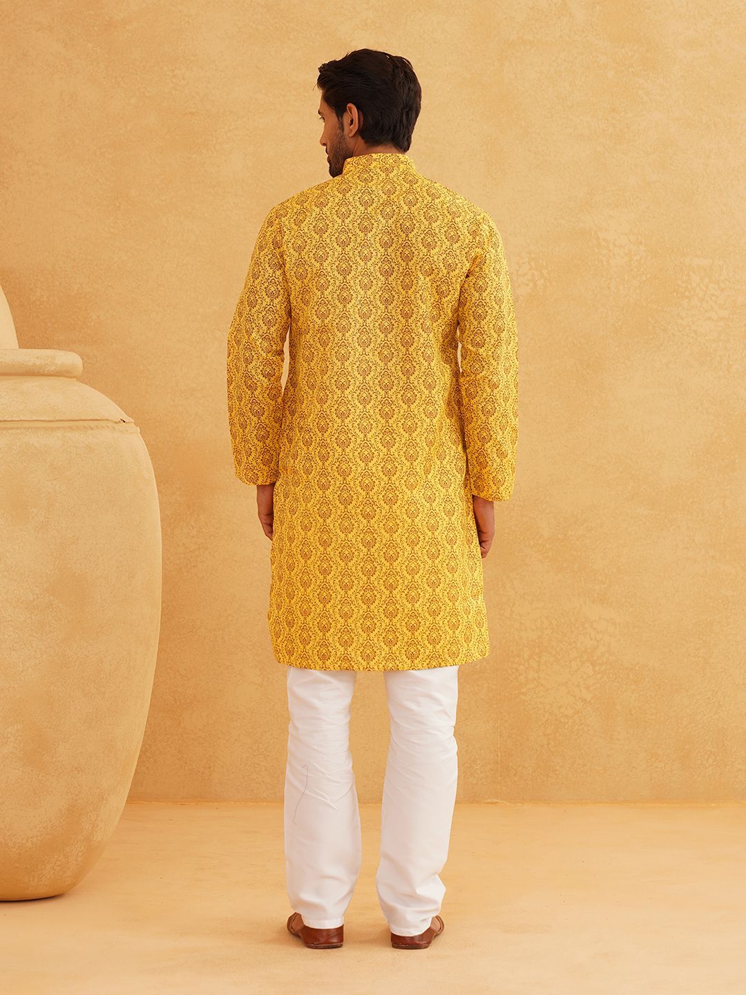 SOJANYA Ethnic Motifs Printed Band Collar Kurta With Pyjama