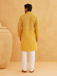 SOJANYA Ethnic Motifs Printed Band Collar Kurta With Pyjama