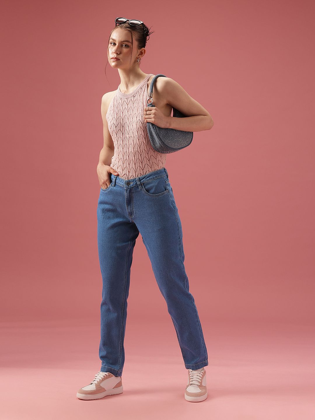 DressBerry Women Boyfriend Fit High-Rise Light Fade Stretchable Jeans