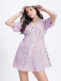 DressBerry Zipped Ease Striped Drop-Shoulder A-Line Dress