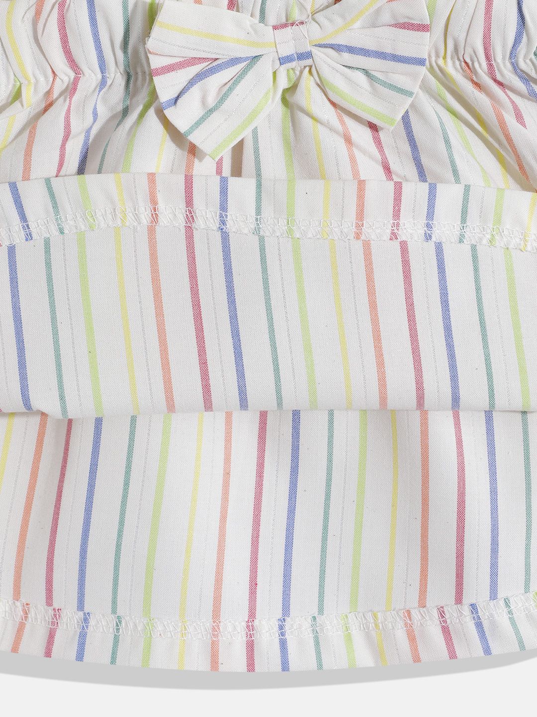Moms Love Infant Girls Striped Bow Detail Pleated Fit & Flare Dress