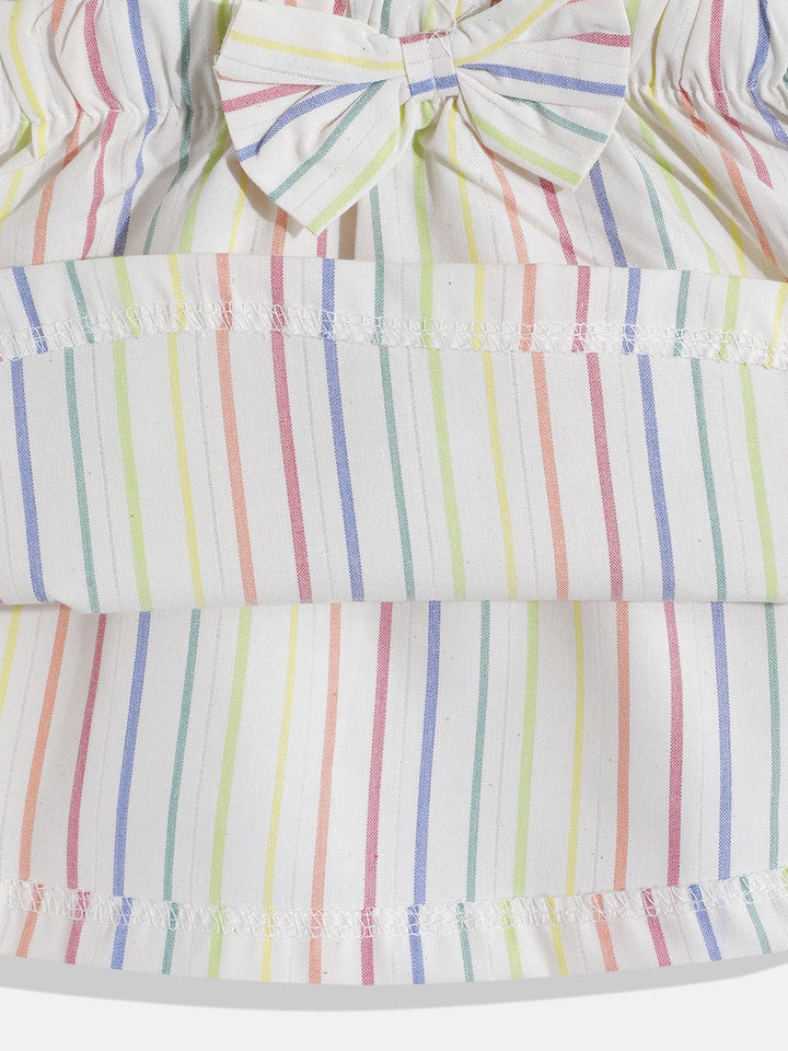 Moms Love Infant Girls Striped Bow Detail Pleated Fit & Flare Dress
