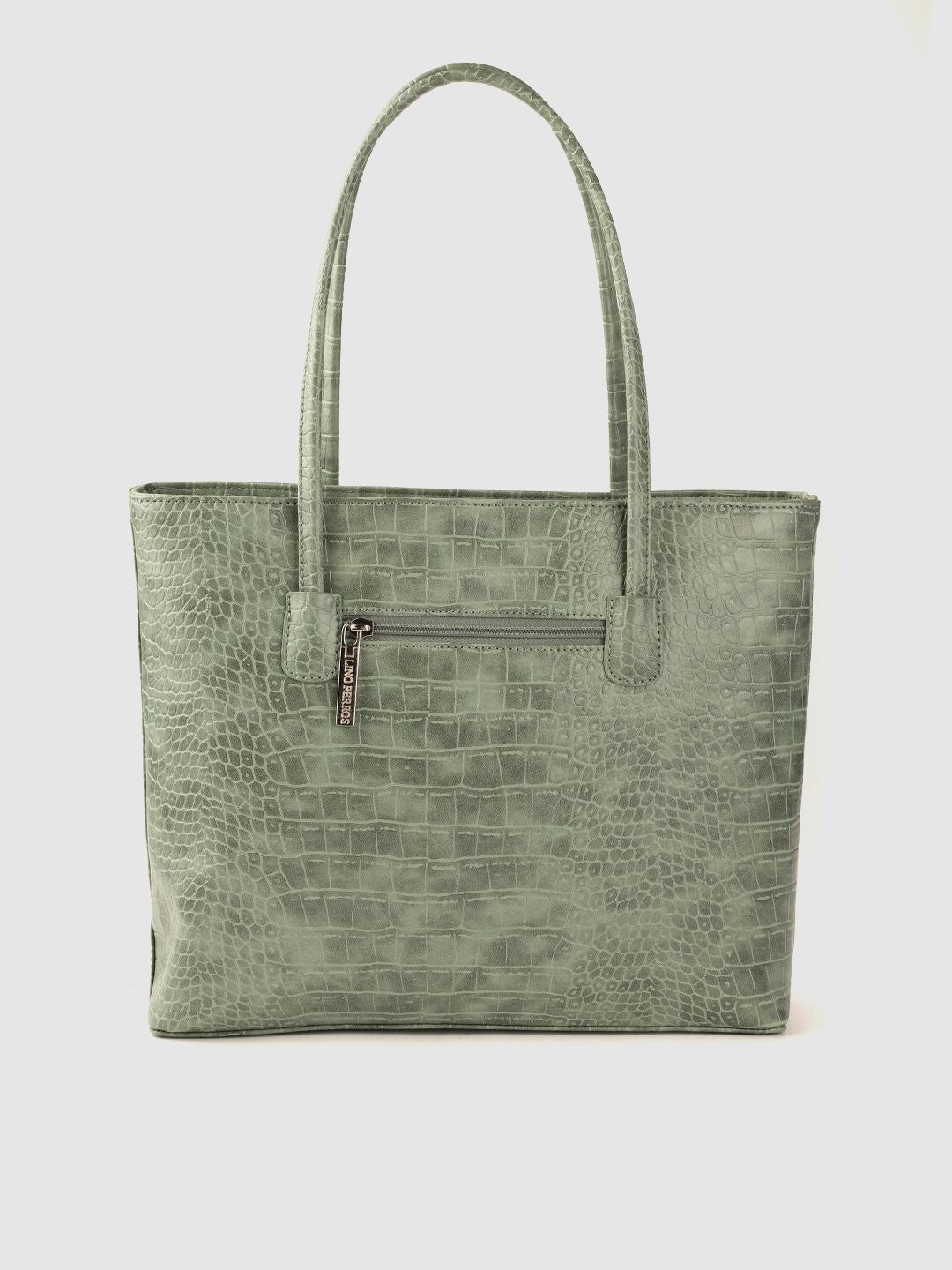 Lino Perros Green Textured PU Structured Laptop Bag