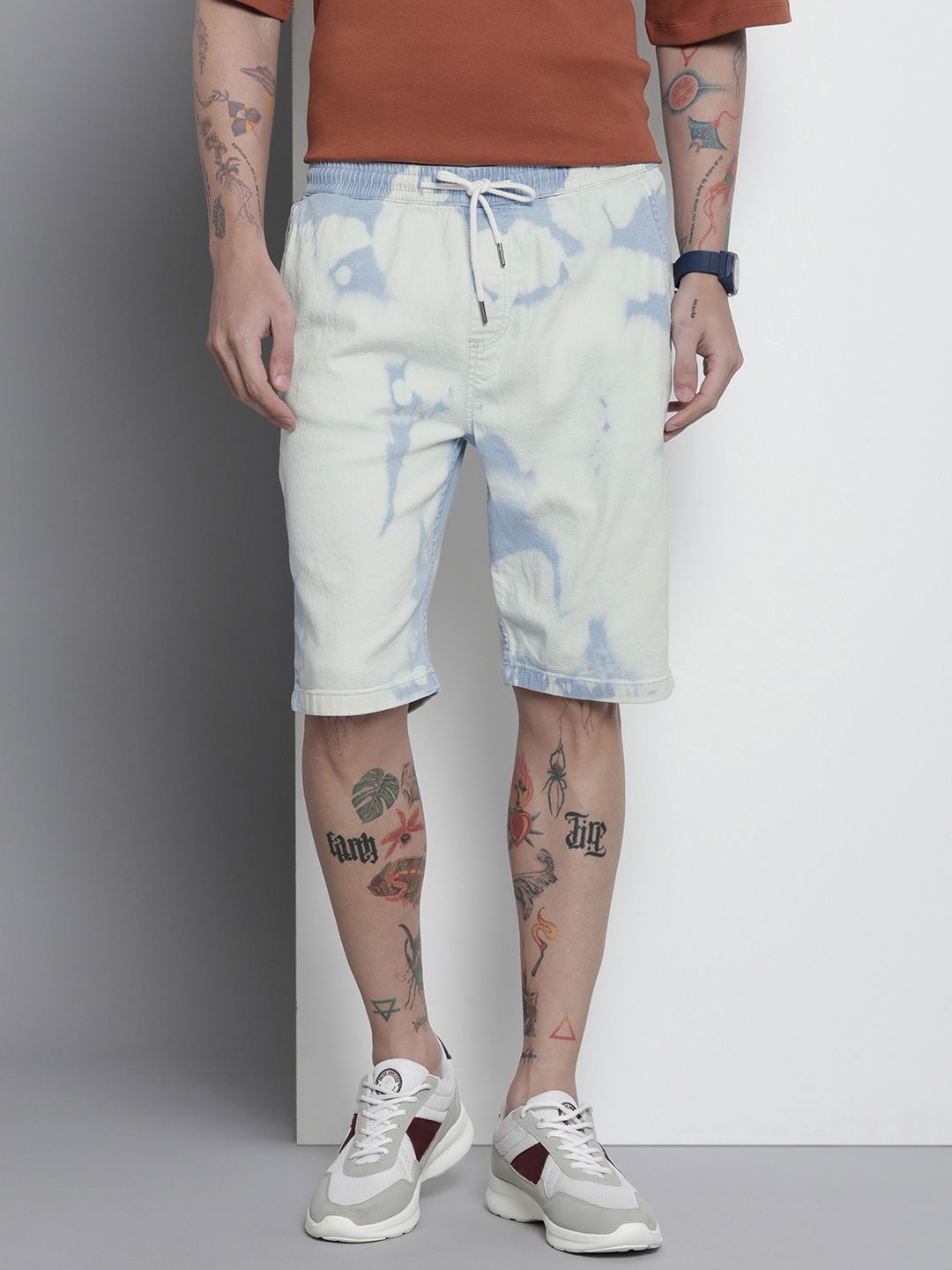 Lelaki Garage Co India memudar seluar pendek denim