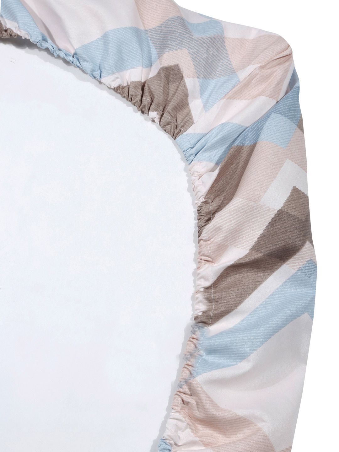 Myntra Elegant Homes White Chevron Polycotton 300 TC Dilengkapi Cadar King Halus dengan 2 Sarung Bantal-98 x 89 inci