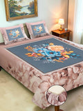 Moda Rapido X KLOTTHE Brown & Pink Floral 400 TC King Bedsheet with 2 Pillow Covers
