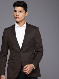 Raymond Notched Lapel Single Breasted Contemporary Fit Self Design Formal Blazers