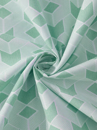 KLOTTHE Green & White Geometric Printed 300 TC Dilengkapi Cadar Bujang Dengan Sarung Bantal