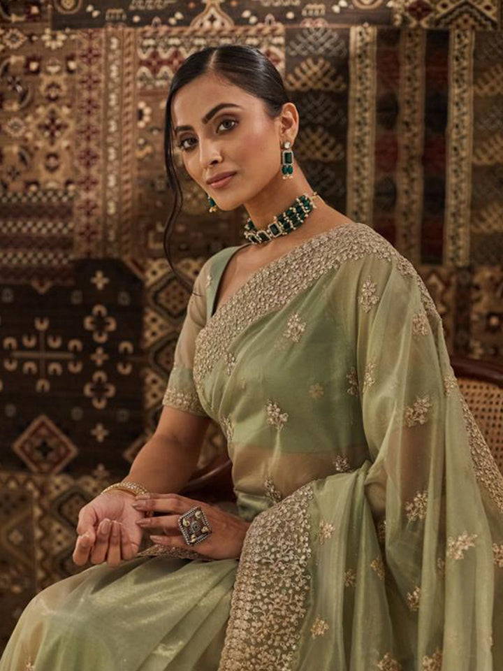 Kasee ​​Floral Zardozi Supernet Designer Saree