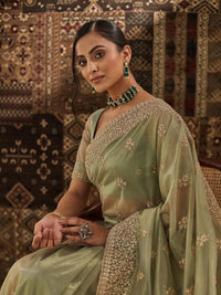 Kasee ​​Floral Zardozi Supernet Designer Saree