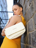 Lino Perros Women White Quilted Structured Sling Bag