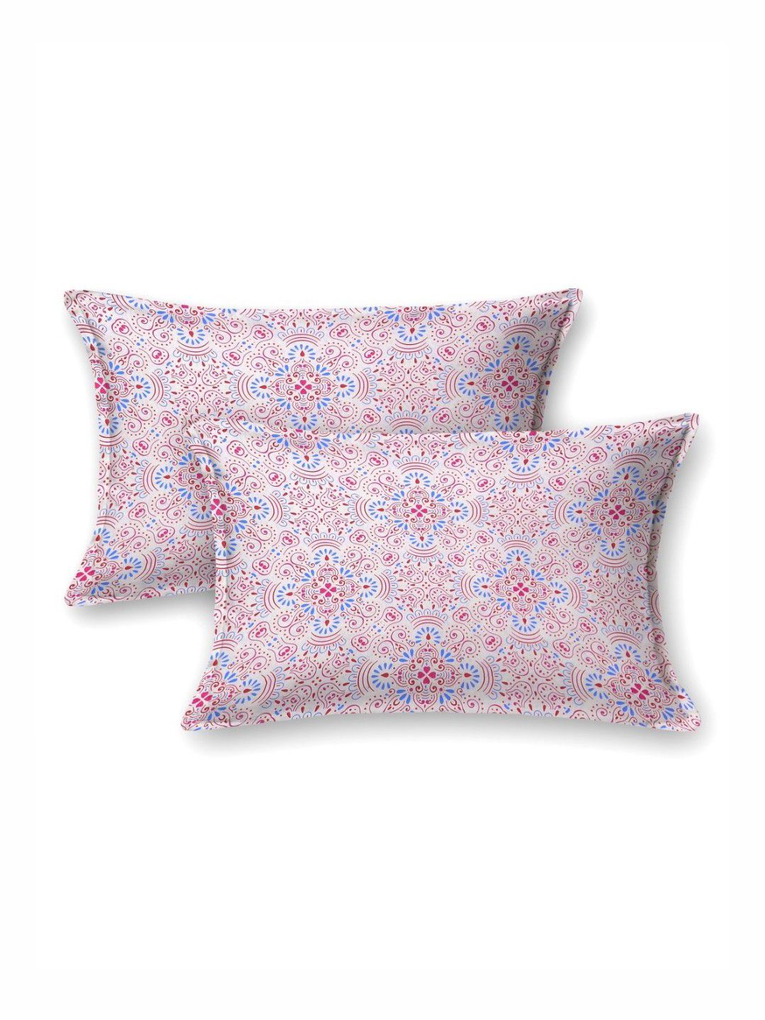 BOMBAY DYEING Epigram Pink Printed Pure Cotton 120 TC Queen Bedsheet Set 2.24 m X 2.54 m