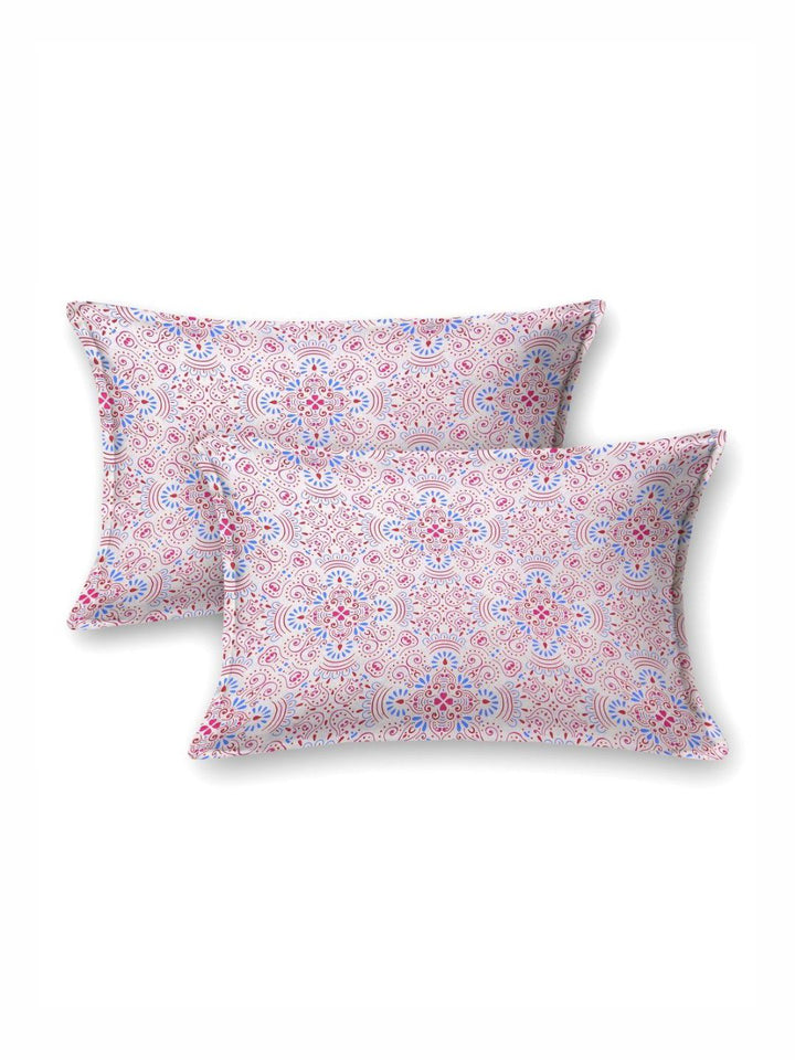 BOMBAY DYEING Epigram Pink Printed Pure Cotton 120 TC Queen Bedsheet Set 2.24 m X 2.54 m