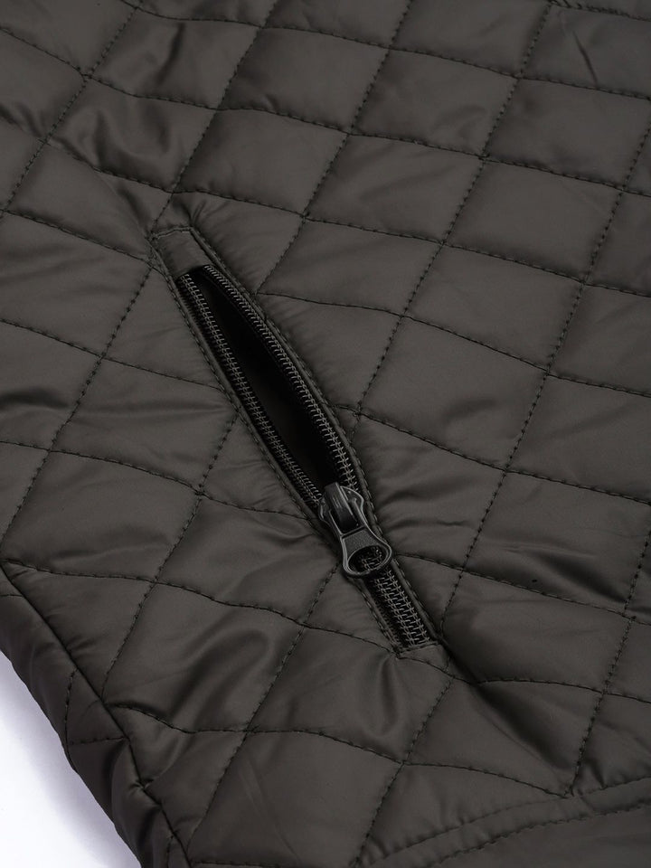 The Indian Garage Co Men Slim Fit Zip-Front Puffer Jacket with Insert Pockets