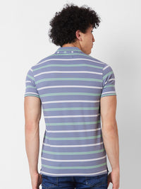 SPYKAR Striped Polo Collar Cotton Slim Fit T-shirt