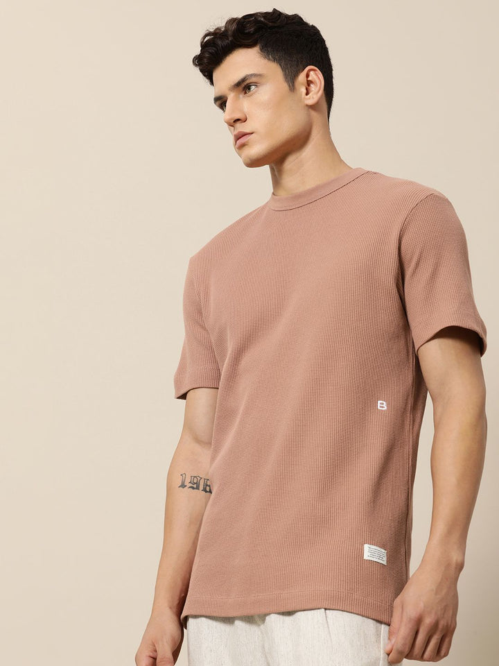 Mr Bowerbird Men Pure Cotton Liberal Fit Self Design T-shirt