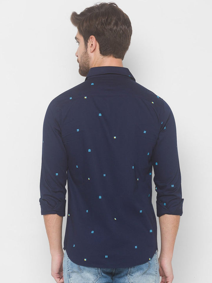 SPYKAR Men Blue Cotton Casual Shirt