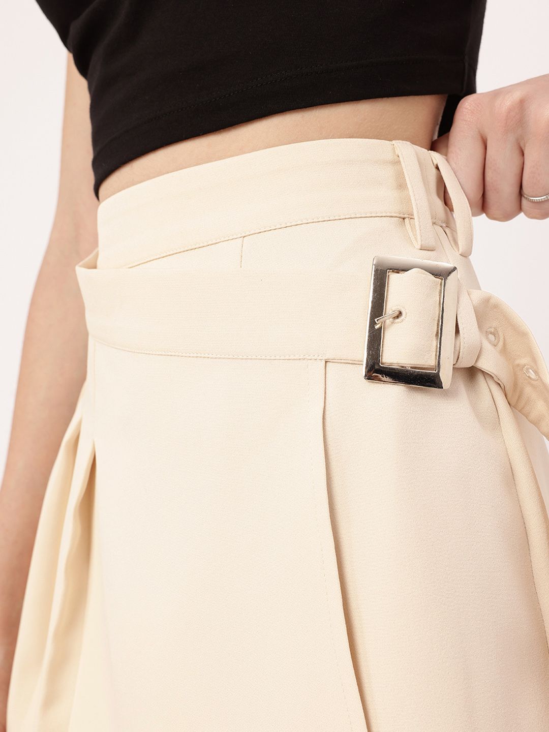 DressBerry Women Boho Vibes Belted Wrap Mini Skirt