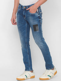 SPYKAR Men Blue Skinny Fit Low-Rise Heavy Fade Jeans