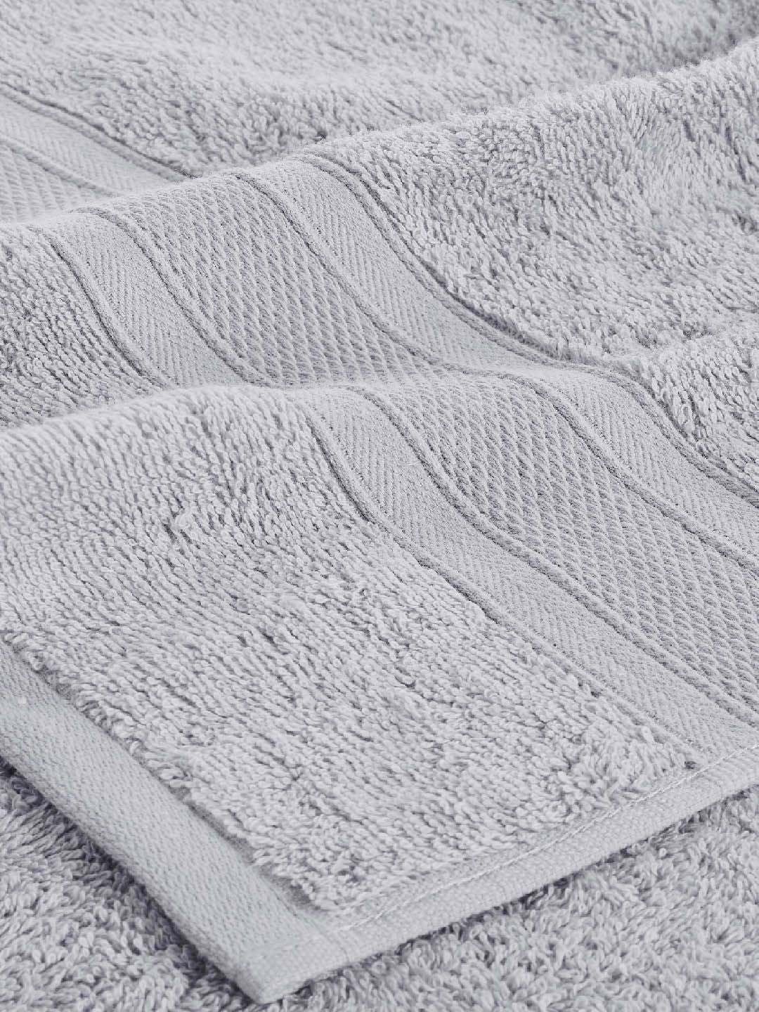 MYTRIDENT Set of 4 Silver-Toned Solid Soft  Plush 500 GSM Cotton Hand Towels