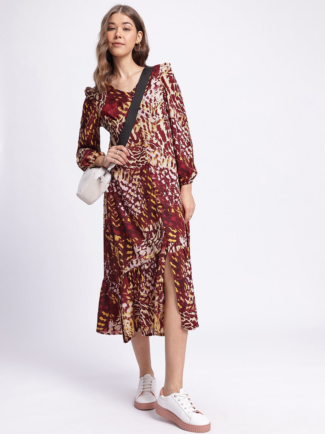 DressBerry Summer Sorbet Animal Print Midi Empire Dress