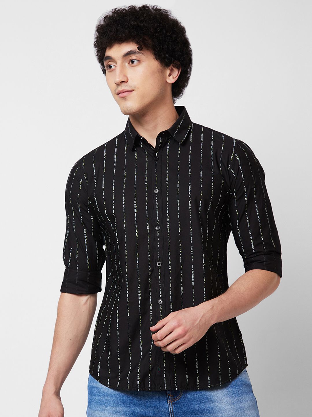 SPYKAR Vertical Striped Spread Collar Pure Cotton Casual Shirt