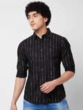 SPYKAR Vertical Striped Spread Collar Pure Cotton Casual Shirt