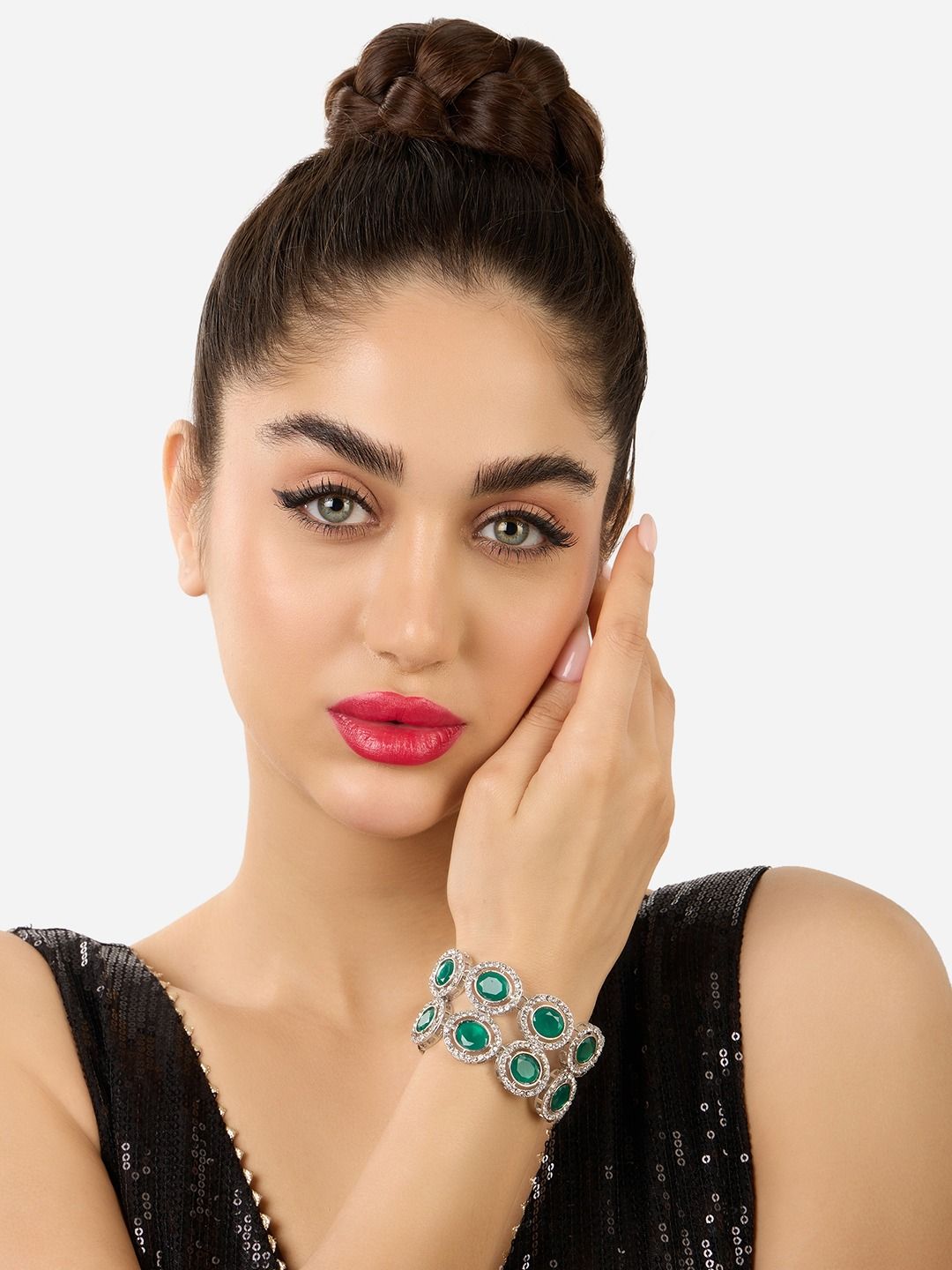Set Mutiara Zaveri 2 Gelang Lilit Berlian Austria Bersalut Perak