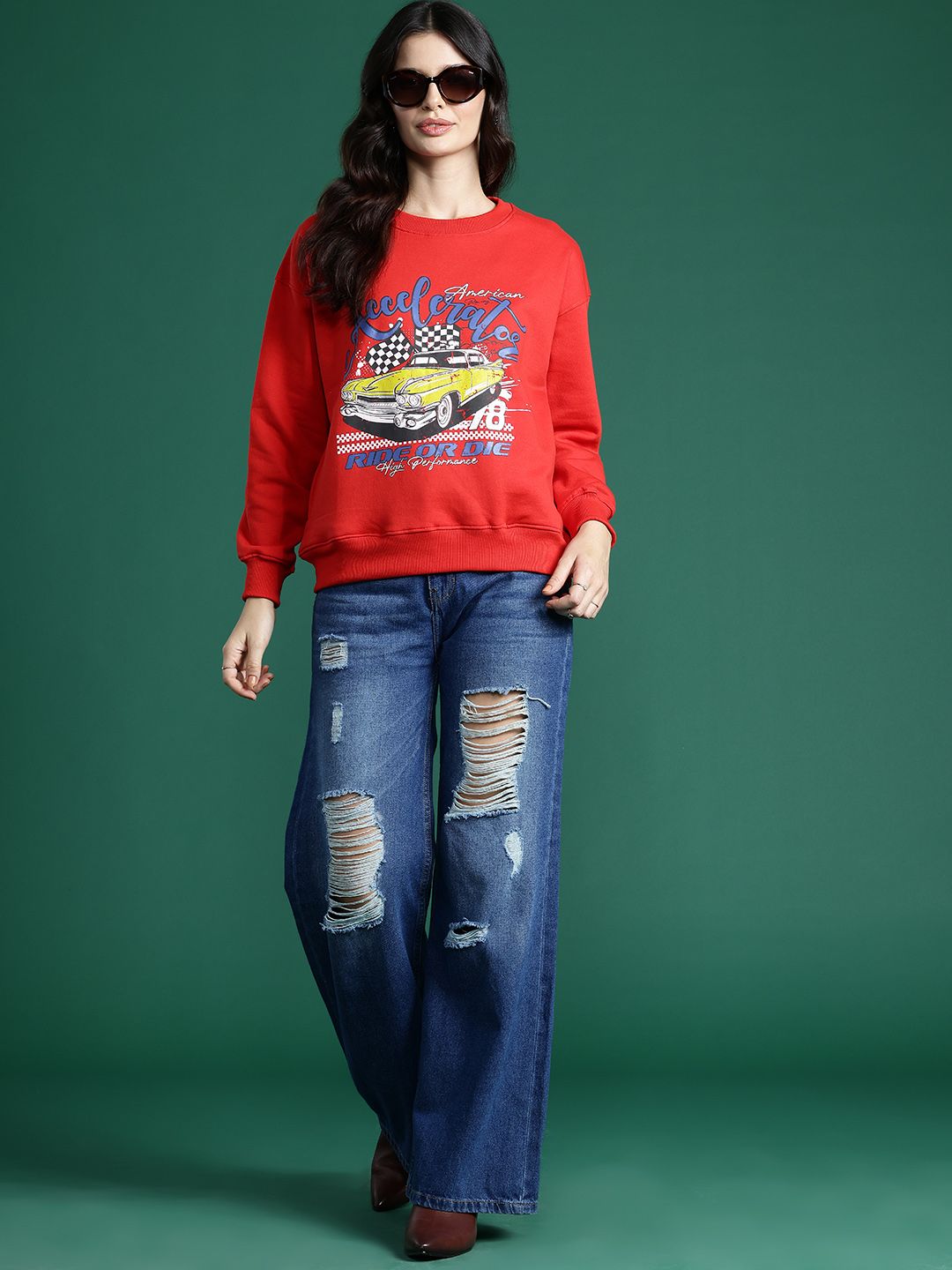 DressBerry Printed Drop-Shoulder Sleeves Sweatshirt
