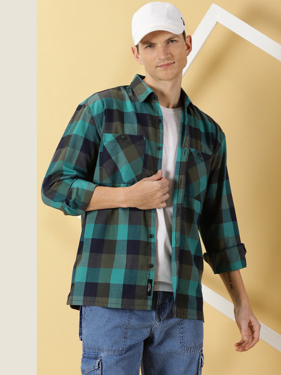 Thomas Scott Smart Checked Opaque Oversized Casual Shirt