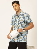 Thomas Scott Men Premium Floral Printed Spread Collar Casual Shirt