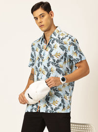 Thomas Scott Men Premium Floral Printed Spread Collar Casual Shirt