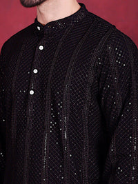 Jompers Geometric Embroidered Mandarin Collar Chikankari Kurta
