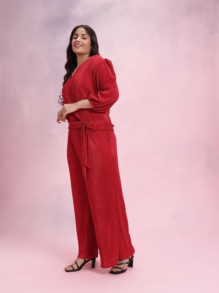 DressBerry Plus Size Solid Accordion Pleats Co-Ords