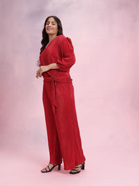 DressBerry Plus Size Solid Accordion Pleats Co-Ords