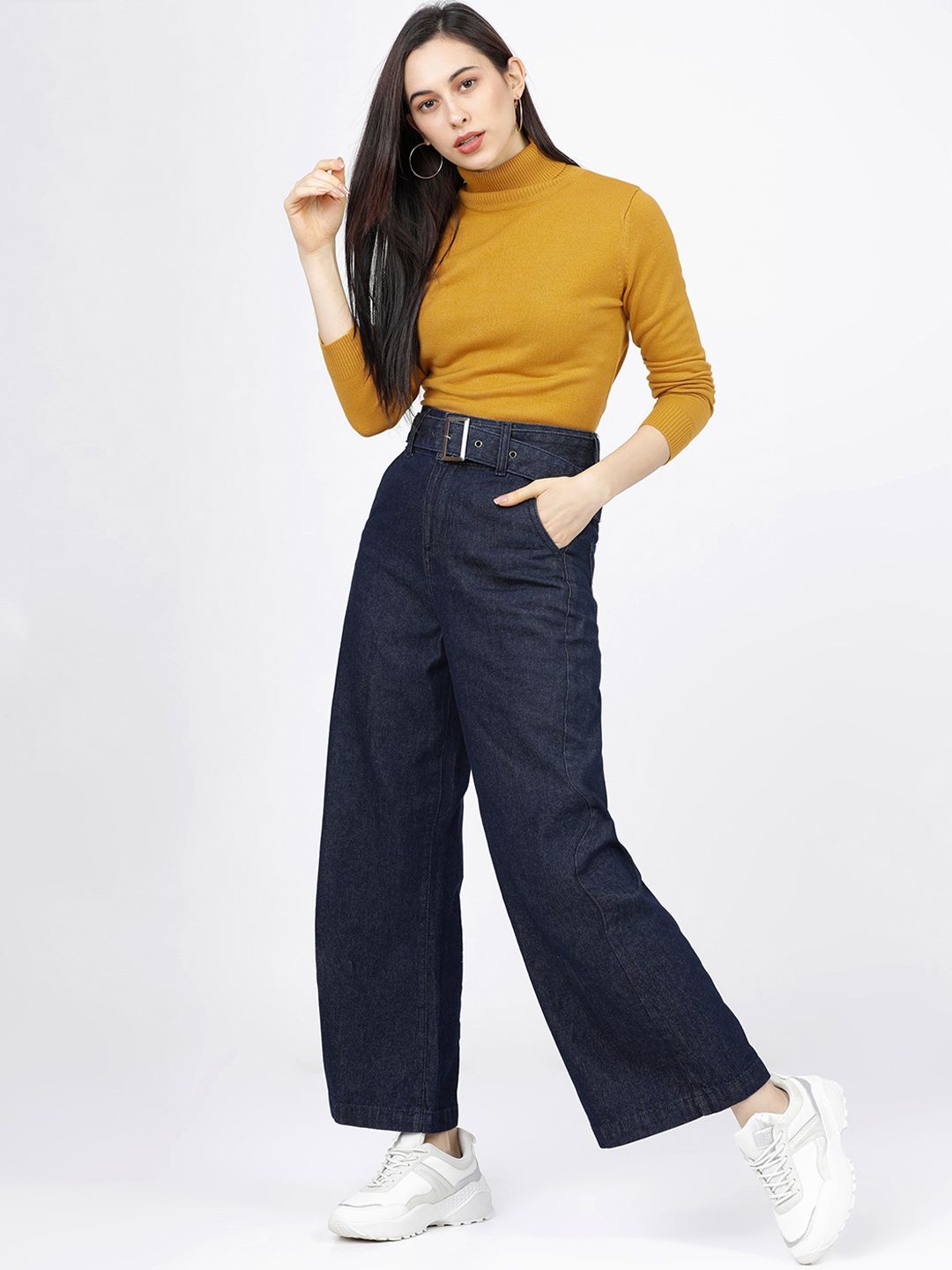 Tokyo Talkies Women Mustard Solid Sweater