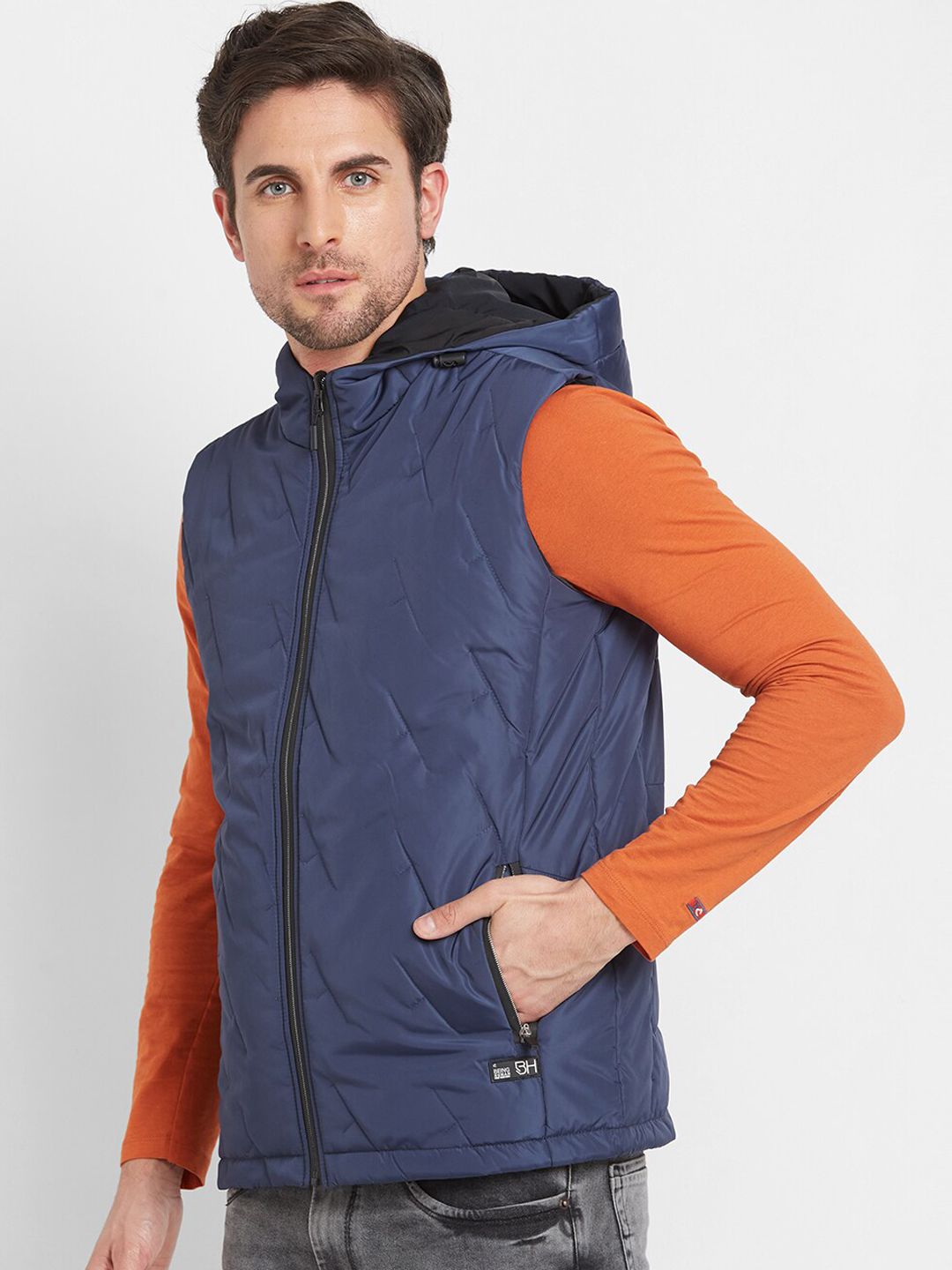 Being Human Hooded Sleeveless Quilted Jacket