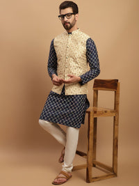 SOJANYA Geometric Embroidered Regular Kurta with Churidar & Embroidered Nehru Jacket