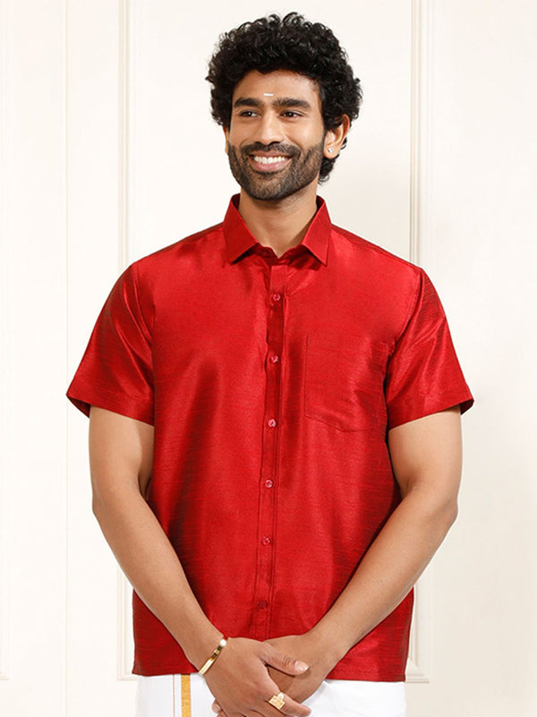 VASTRAMAY Premium Opaque Silk Ethnic Shirt