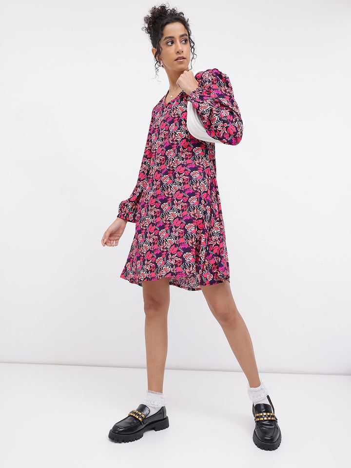 DressBerry Bloomy Confident Floral Printed A-Line Dress