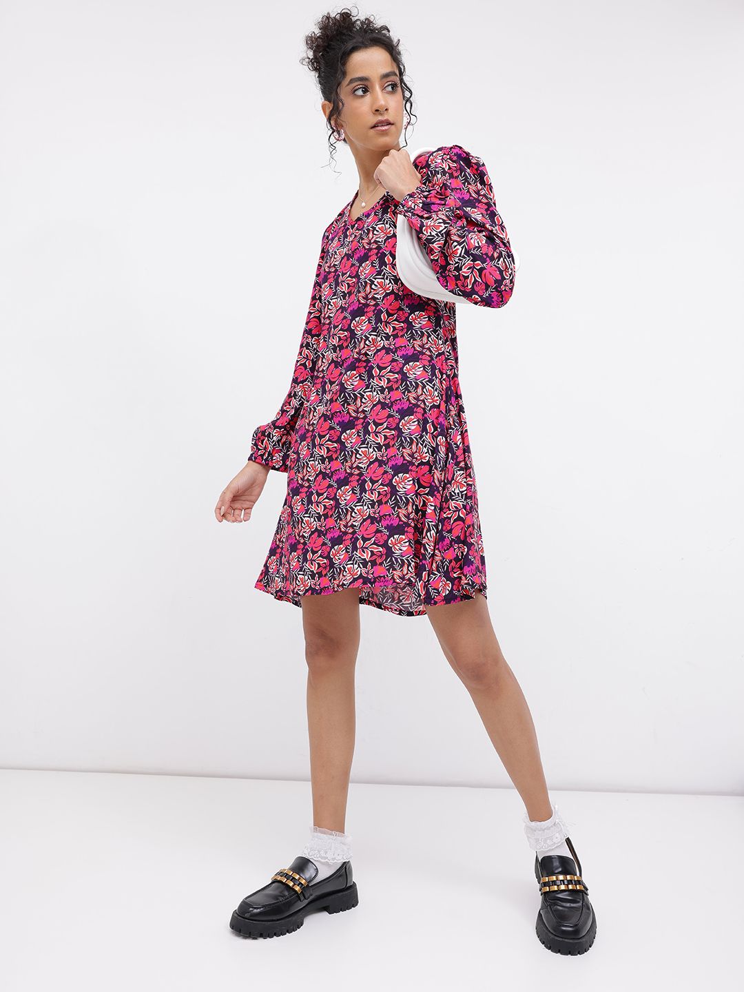 DressBerry Bloomy Confident Floral Printed A-Line Dress