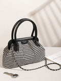 Berrylush Checked Structured Handheld Bag