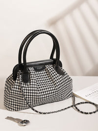 Berrylush Checked Structured Handheld Bag