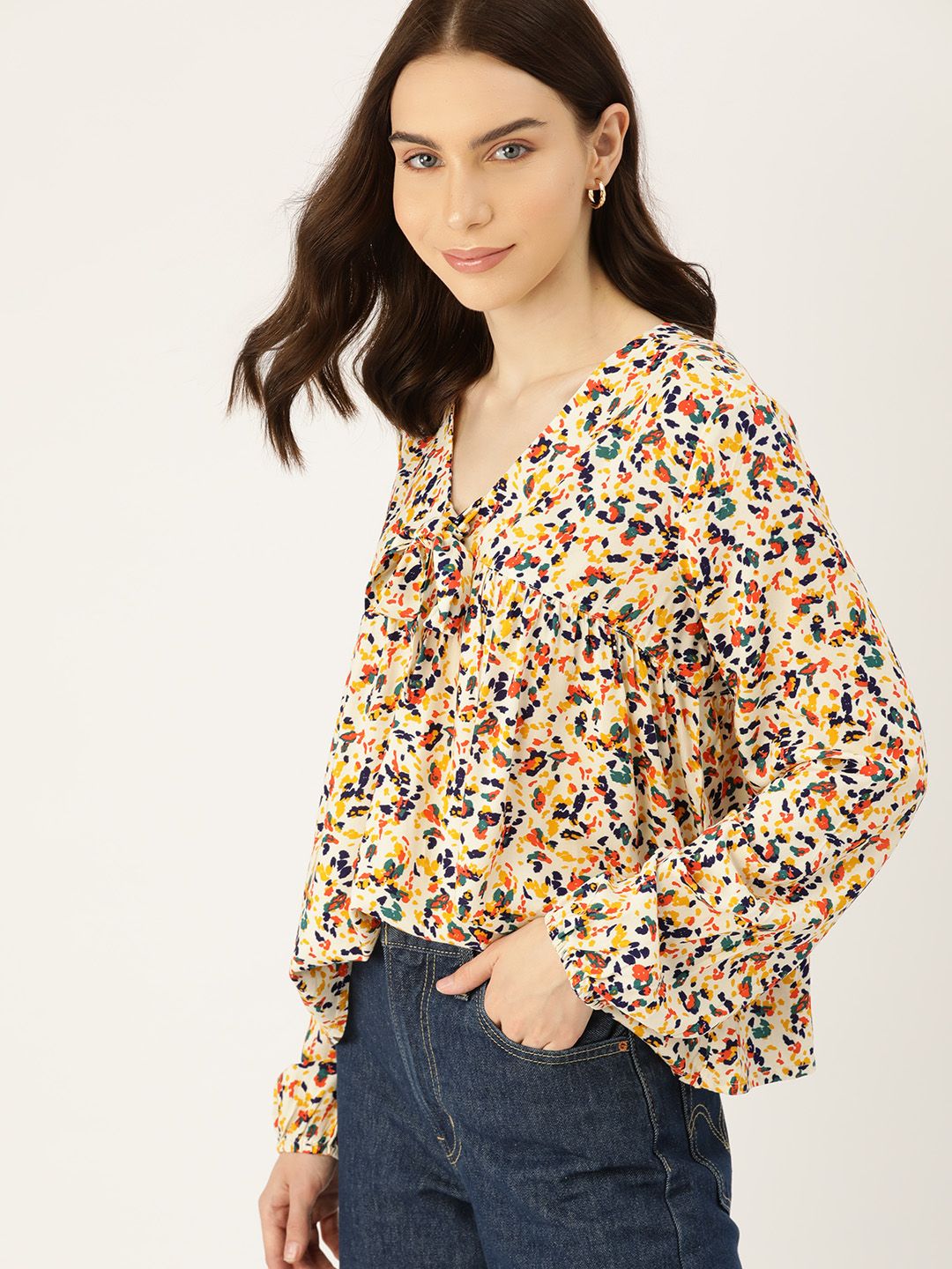 DressBerry Abstract Print Empire Top